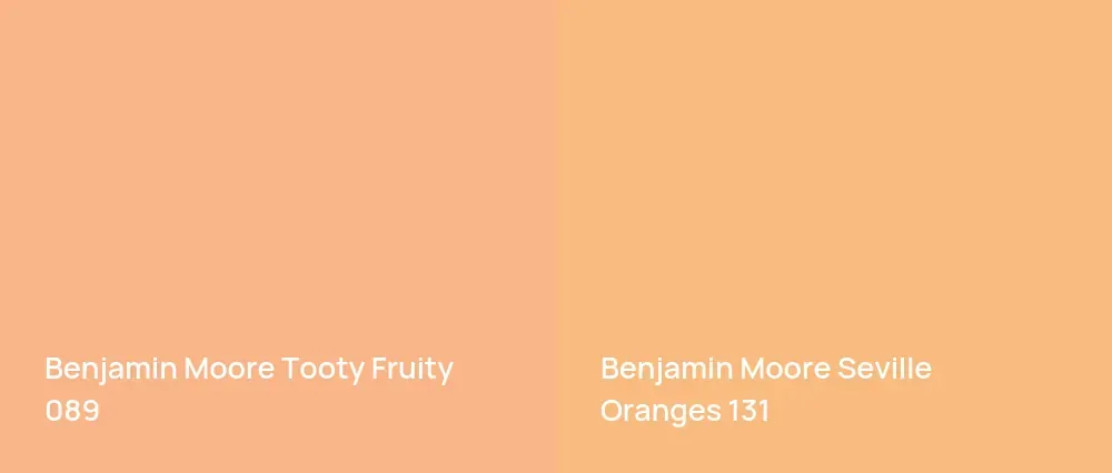 Benjamin Moore Tooty Fruity 089 vs Benjamin Moore Seville Oranges 131