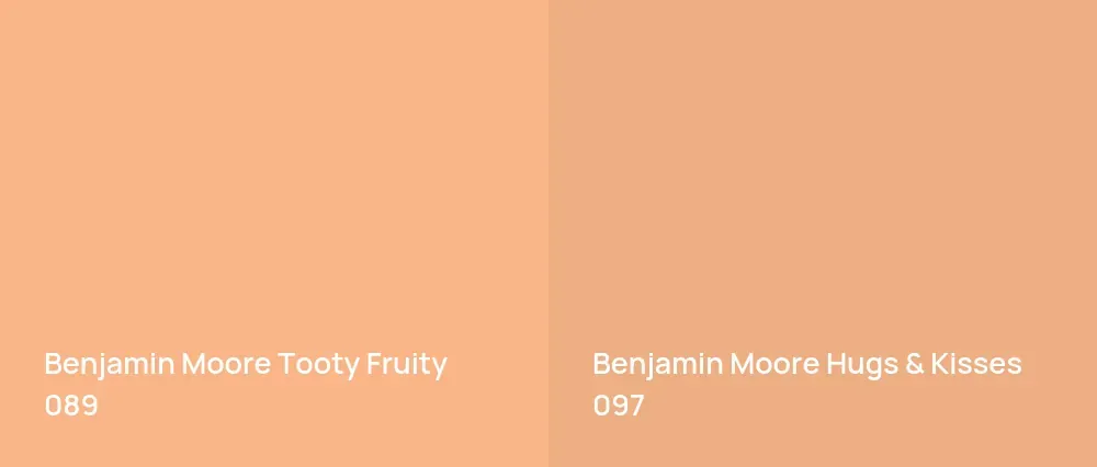 Benjamin Moore Tooty Fruity 089 vs Benjamin Moore Hugs & Kisses 097