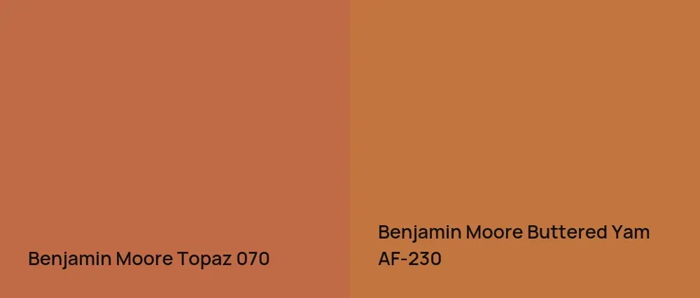 Benjamin Moore Topaz 070 vs Benjamin Moore Buttered Yam AF-230