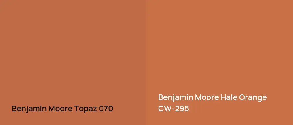 Benjamin Moore Topaz 070 vs Benjamin Moore Hale Orange CW-295