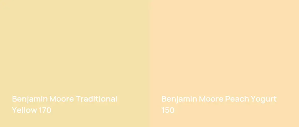 Benjamin Moore Traditional Yellow 170 vs Benjamin Moore Peach Yogurt 150