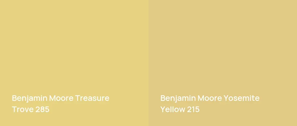 Benjamin Moore Treasure Trove 285 vs Benjamin Moore Yosemite Yellow 215