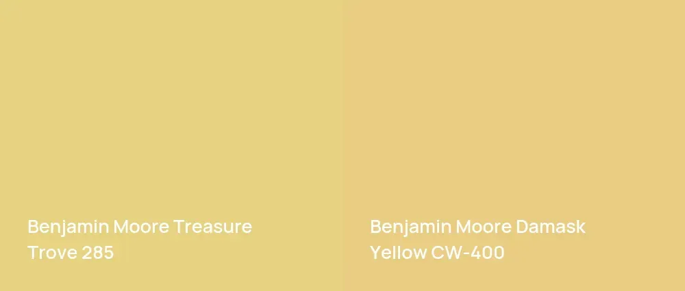 Benjamin Moore Treasure Trove 285 vs Benjamin Moore Damask Yellow CW-400