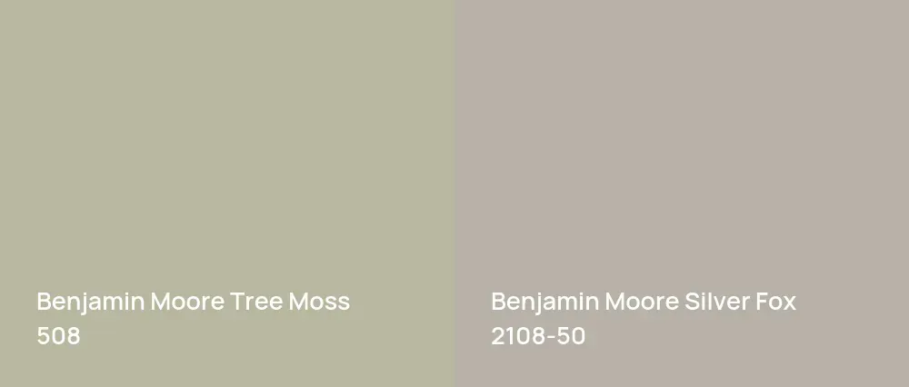 Benjamin Moore Tree Moss 508 vs Benjamin Moore Silver Fox 2108-50