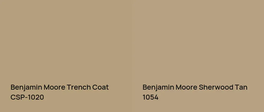 Benjamin Moore Trench Coat CSP-1020 vs Benjamin Moore Sherwood Tan 1054