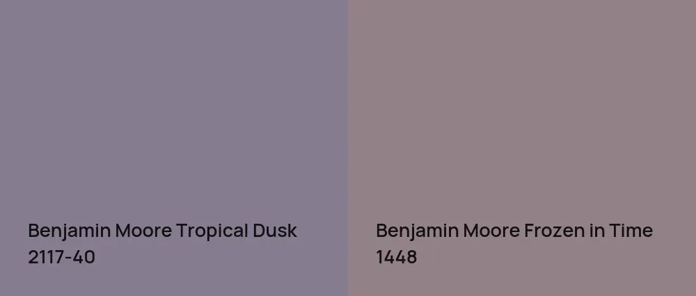 Benjamin Moore Tropical Dusk 2117-40 vs Benjamin Moore Frozen in Time 1448