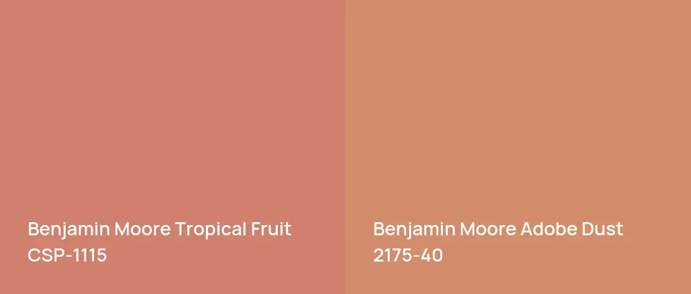 Benjamin Moore Tropical Fruit CSP-1115 vs Benjamin Moore Adobe Dust 2175-40