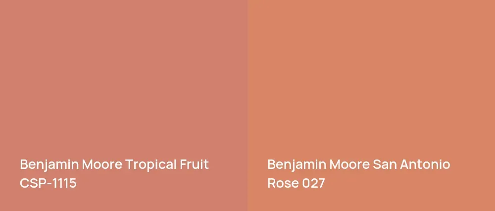 Benjamin Moore Tropical Fruit CSP-1115 vs Benjamin Moore San Antonio Rose 027
