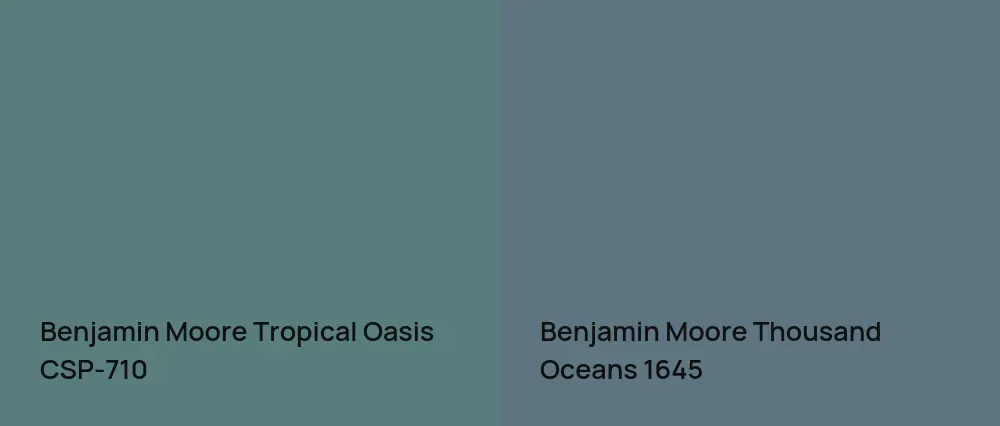 Benjamin Moore Tropical Oasis CSP-710 vs Benjamin Moore Thousand Oceans 1645