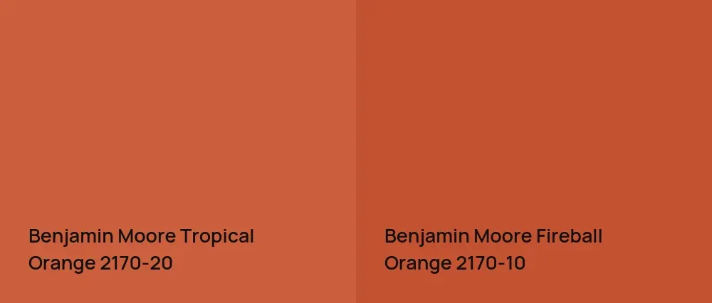 Benjamin Moore Tropical Orange 2170-20 vs Benjamin Moore Fireball Orange 2170-10