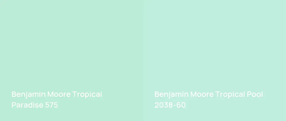 Benjamin Moore Tropical Paradise 575 vs Benjamin Moore Tropical Pool 2038-60