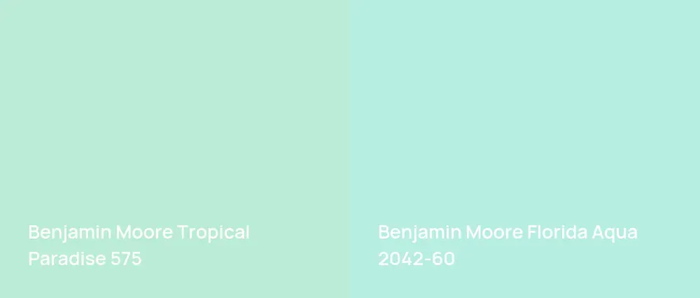 Benjamin Moore Tropical Paradise 575 vs Benjamin Moore Florida Aqua 2042-60
