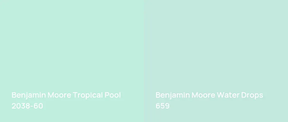 Benjamin Moore Tropical Pool 2038-60 vs Benjamin Moore Water Drops 659