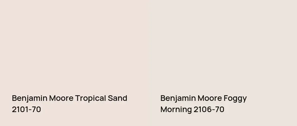 Benjamin Moore Tropical Sand 2101-70 vs Benjamin Moore Foggy Morning 2106-70