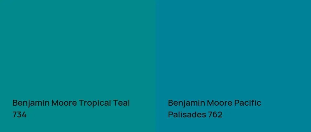 Benjamin Moore Tropical Teal 734 vs Benjamin Moore Pacific Palisades 762
