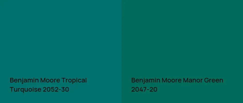 Benjamin Moore Tropical Turquoise 2052-30 vs Benjamin Moore Manor Green 2047-20