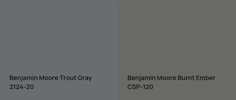 Benjamin Moore Trout Gray 2124-20 vs Benjamin Moore Burnt Ember CSP-120