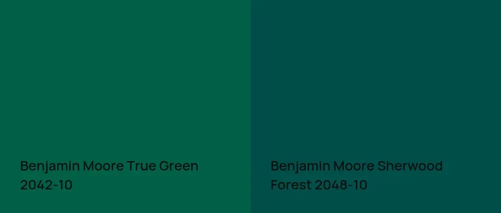 Benjamin Moore True Green 2042-10 vs Benjamin Moore Sherwood Forest 2048-10
