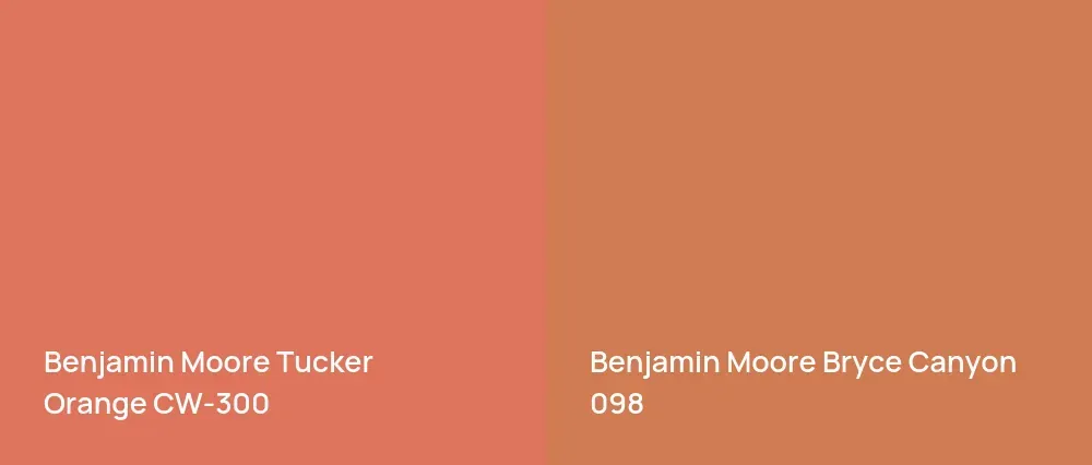 Benjamin Moore Tucker Orange CW-300 vs Benjamin Moore Bryce Canyon 098