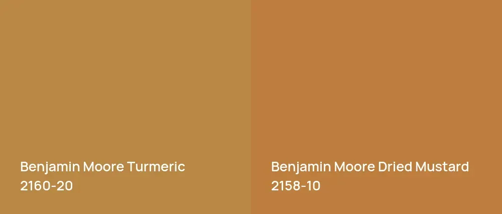 Benjamin Moore Turmeric 2160-20 vs Benjamin Moore Dried Mustard 2158-10