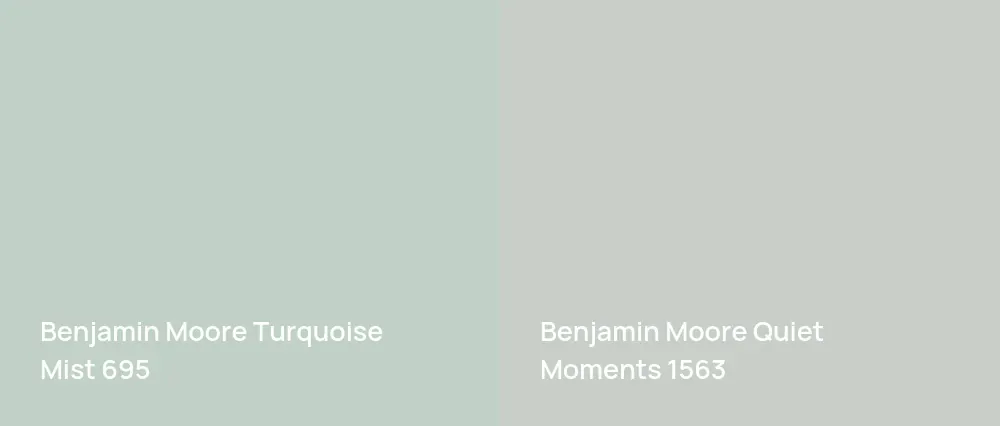 Benjamin Moore Turquoise Mist 695 vs Benjamin Moore Quiet Moments 1563