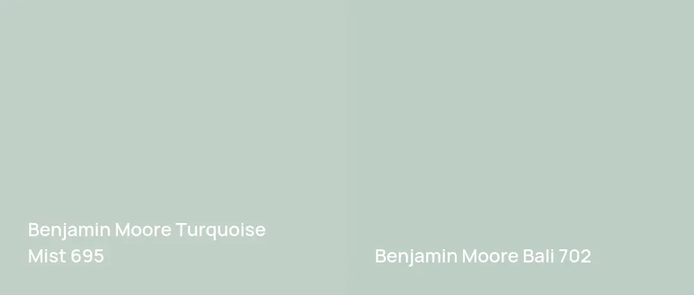 Benjamin Moore Turquoise Mist 695 vs Benjamin Moore Bali 702