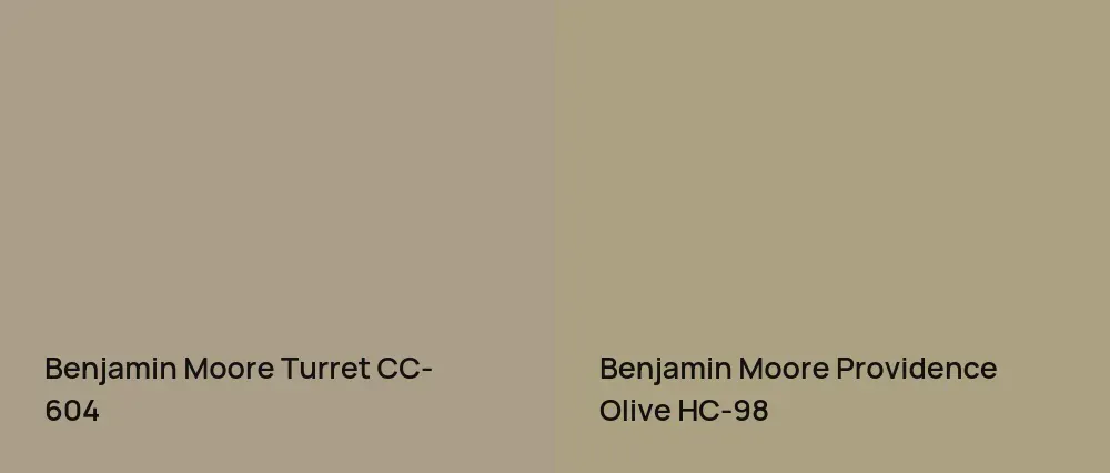 Benjamin Moore Turret CC-604 vs Benjamin Moore Providence Olive HC-98
