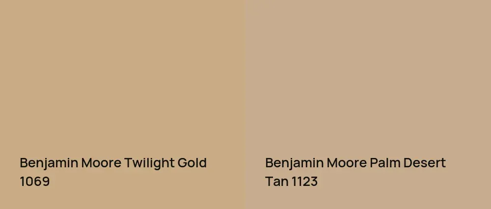 Benjamin Moore Twilight Gold 1069 vs Benjamin Moore Palm Desert Tan 1123