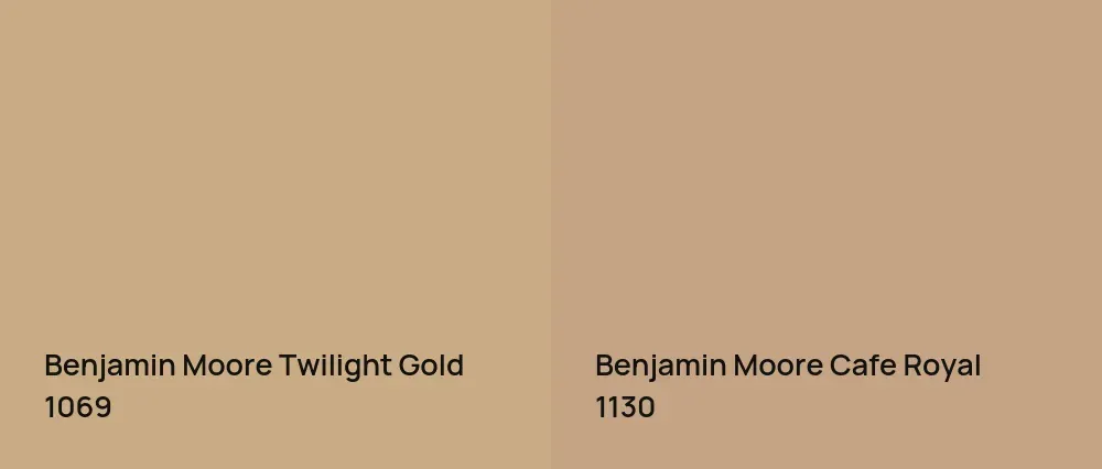 Benjamin Moore Twilight Gold 1069 vs Benjamin Moore Cafe Royal 1130
