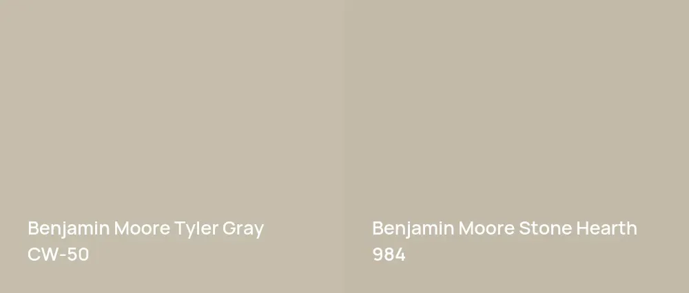 Benjamin Moore Tyler Gray CW-50 vs Benjamin Moore Stone Hearth 984