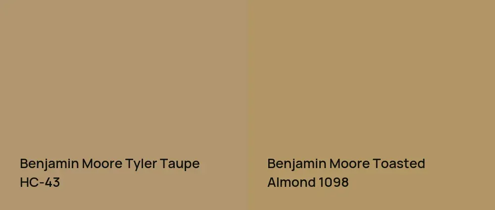 Benjamin Moore Tyler Taupe HC-43 vs Benjamin Moore Toasted Almond 1098