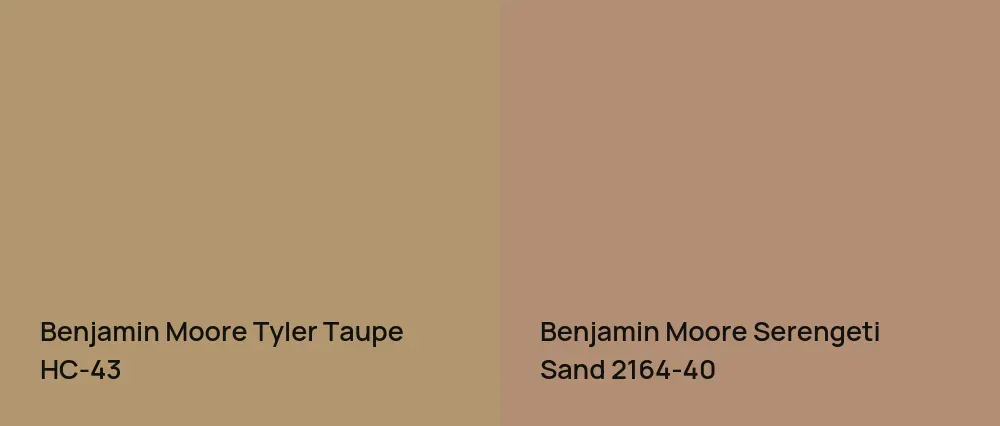 Benjamin Moore Tyler Taupe HC-43 vs Benjamin Moore Serengeti Sand 2164-40