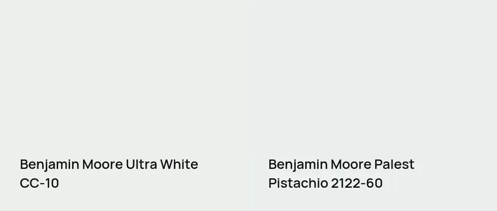 Benjamin Moore Ultra White CC-10 vs Benjamin Moore Palest Pistachio 2122-60