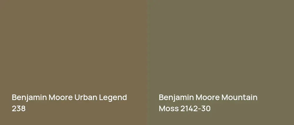 Benjamin Moore Urban Legend 238 vs Benjamin Moore Mountain Moss 2142-30