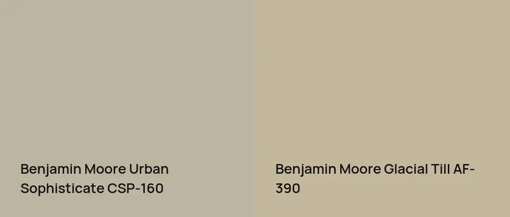Benjamin Moore Urban Sophisticate CSP-160 vs Benjamin Moore Glacial Till AF-390