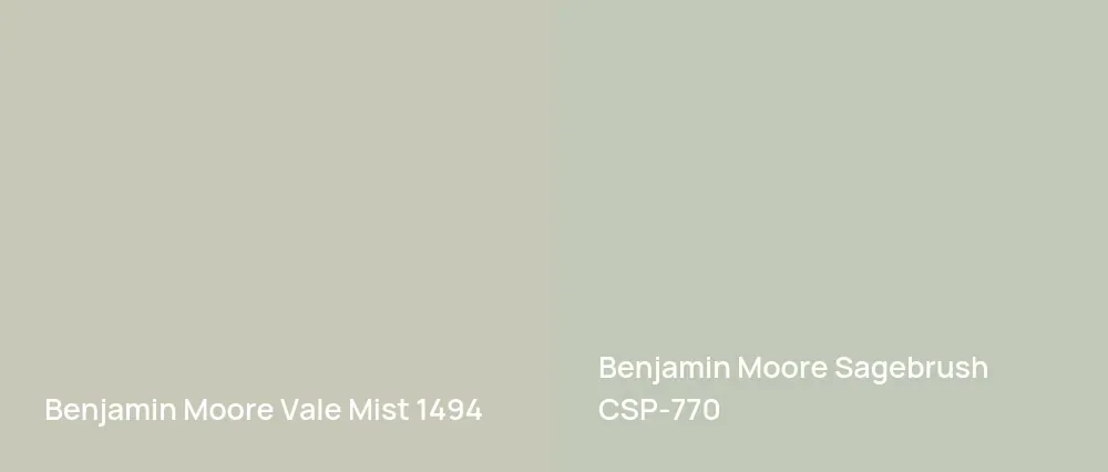 Benjamin Moore Vale Mist 1494 vs Benjamin Moore Sagebrush CSP-770