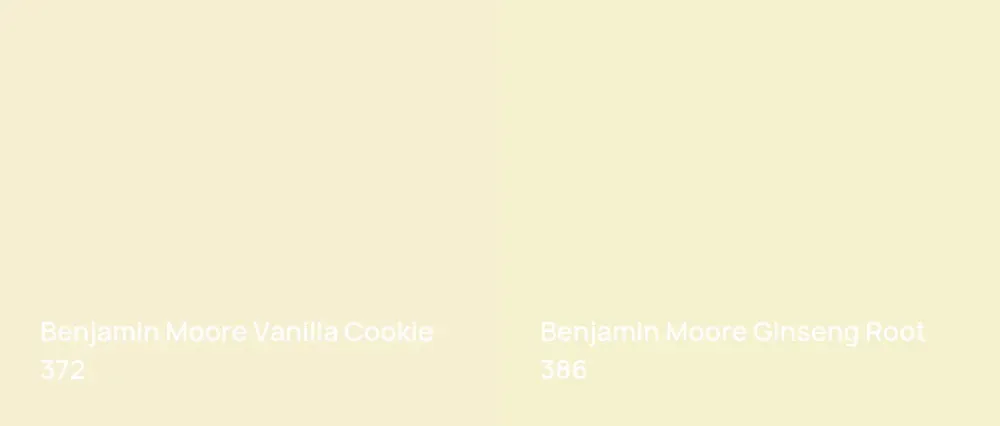 Benjamin Moore Vanilla Cookie 372 vs Benjamin Moore Ginseng Root 386