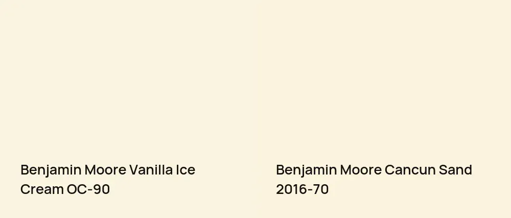 Benjamin Moore Vanilla Ice Cream OC-90 vs Benjamin Moore Cancun Sand 2016-70
