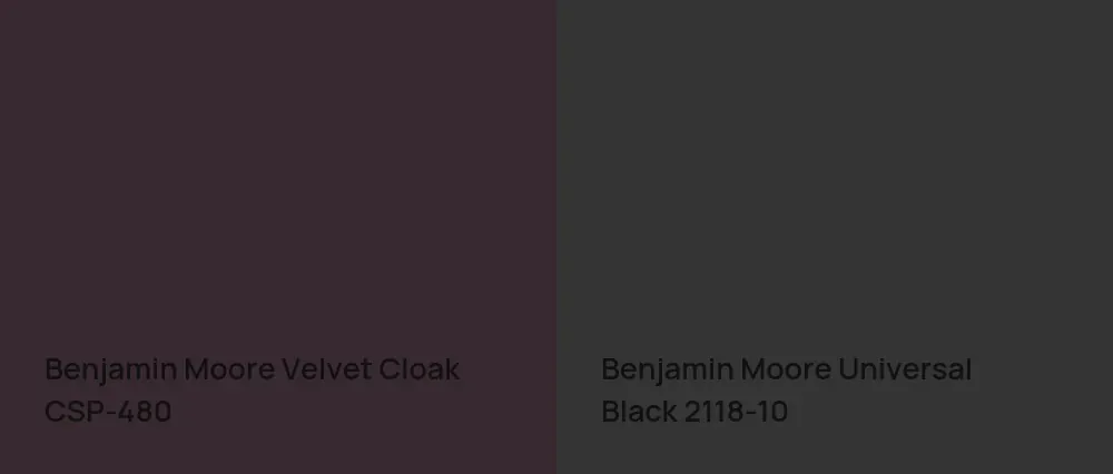 Benjamin Moore Velvet Cloak CSP-480 vs Benjamin Moore Universal Black 2118-10