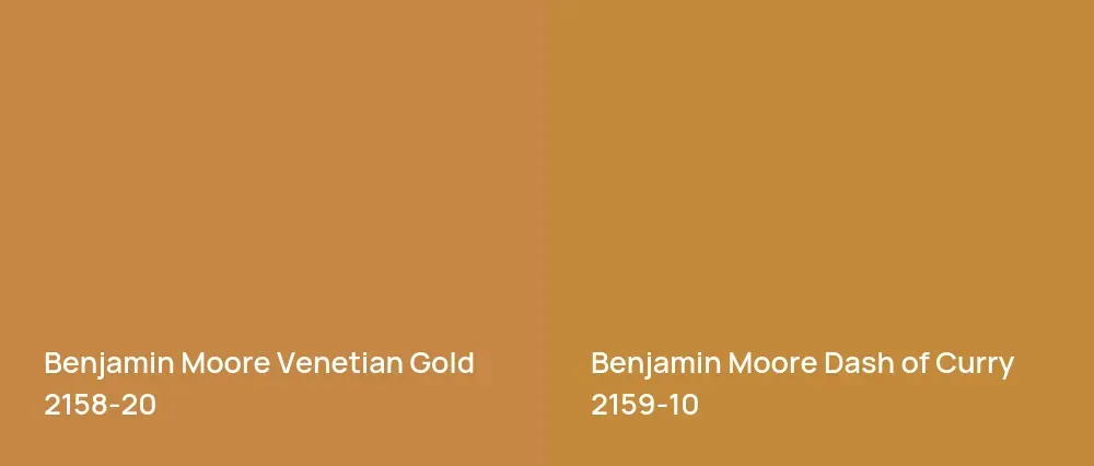 Benjamin Moore Venetian Gold 2158-20 vs Benjamin Moore Dash of Curry 2159-10