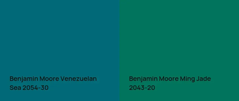 Benjamin Moore Venezuelan Sea 2054-30 vs Benjamin Moore Ming Jade 2043-20