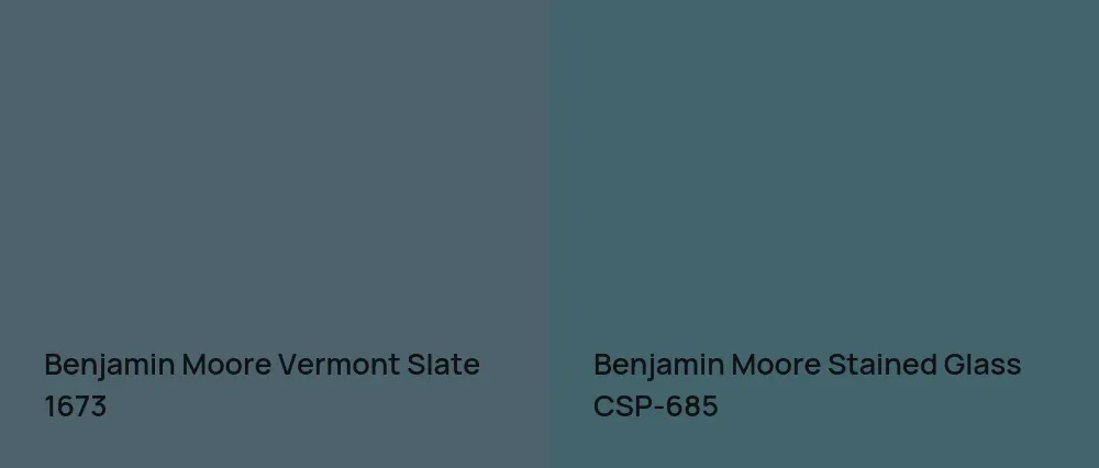 Benjamin Moore Vermont Slate 1673 vs Benjamin Moore Stained Glass CSP-685