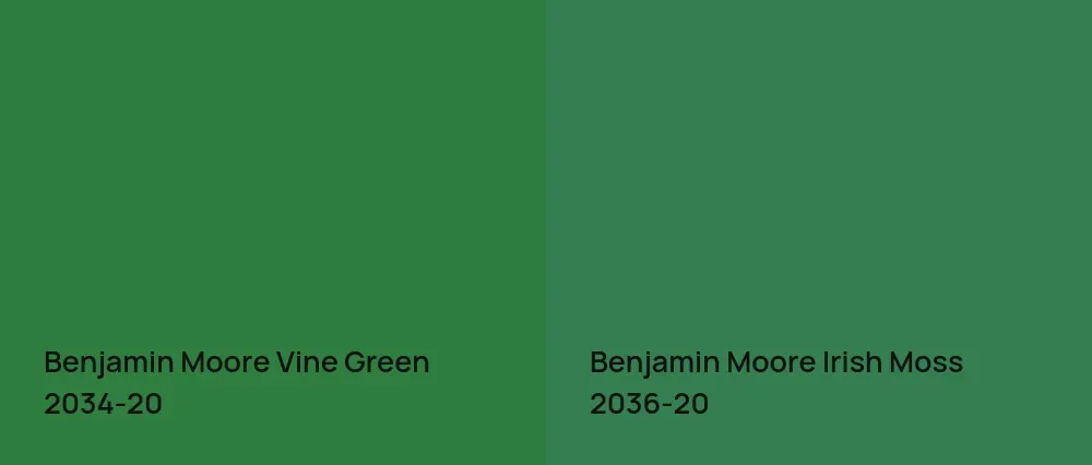 Benjamin Moore Vine Green 2034-20 vs Benjamin Moore Irish Moss 2036-20