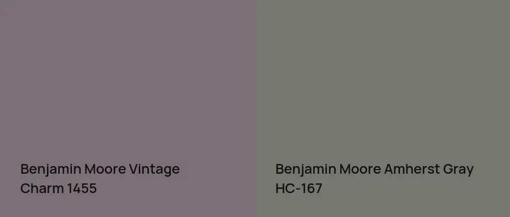 Benjamin Moore Vintage Charm 1455 vs Benjamin Moore Amherst Gray HC-167