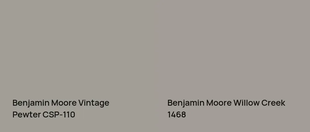 Benjamin Moore Vintage Pewter CSP-110 vs Benjamin Moore Willow Creek 1468