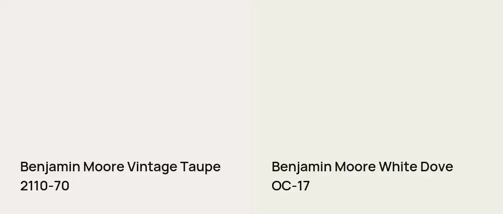 Benjamin Moore Vintage Taupe 2110-70 vs Benjamin Moore White Dove OC-17