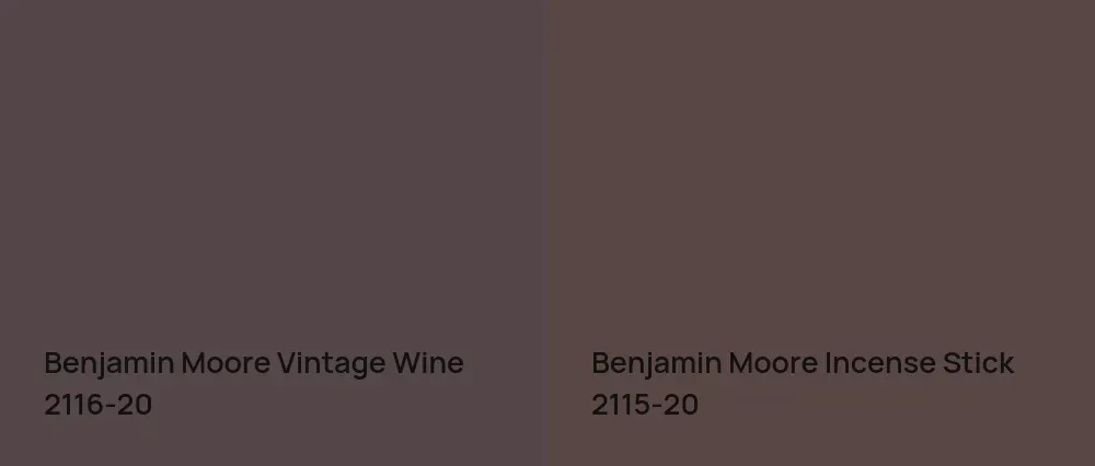 Benjamin Moore Vintage Wine 2116-20 vs Benjamin Moore Incense Stick 2115-20