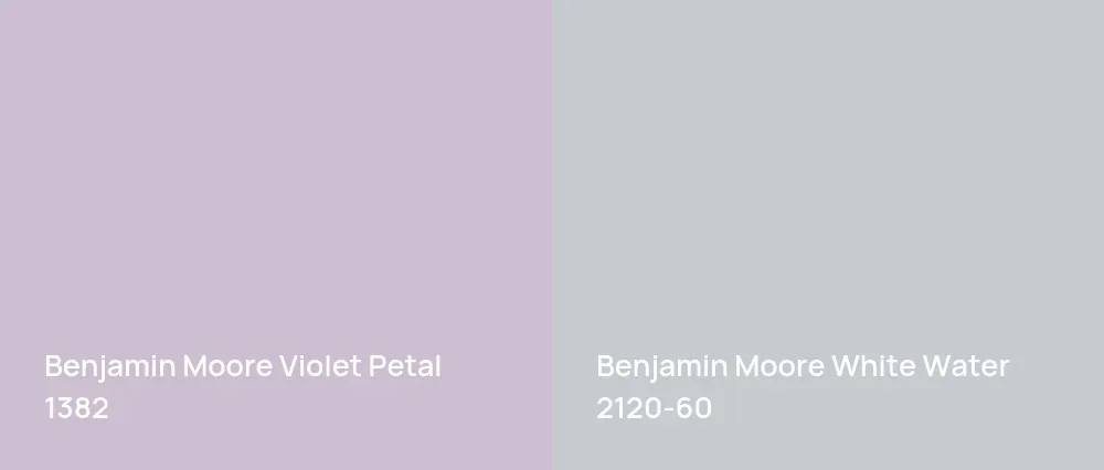 Benjamin Moore Violet Petal 1382 vs Benjamin Moore White Water 2120-60