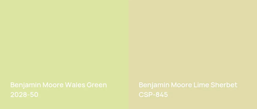 Benjamin Moore Wales Green 2028-50 vs Benjamin Moore Lime Sherbet CSP-845