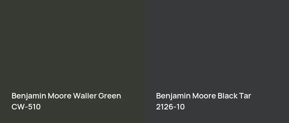 Benjamin Moore Waller Green CW-510 vs Benjamin Moore Black Tar 2126-10